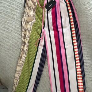 Striped Multi-Pattern Wide Leg Pants